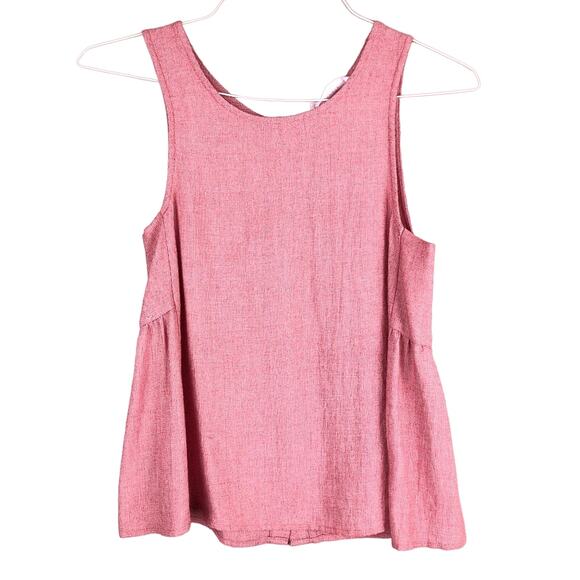 Elodie Red Loose Fit Full Button Back Lightweight Sleeveless Tank Top Shirt - Picture 1 of 6
